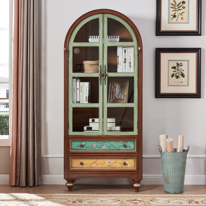 Armoire de rangement contemporaine nordique arquée rectangulaire en bois d&