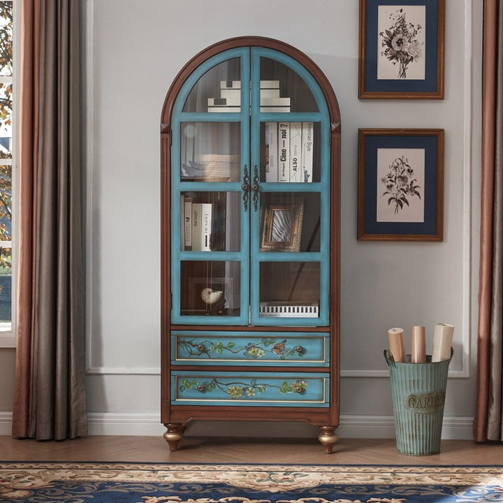 Armoire de rangement contemporaine nordique arquée rectangulaire en bois d&