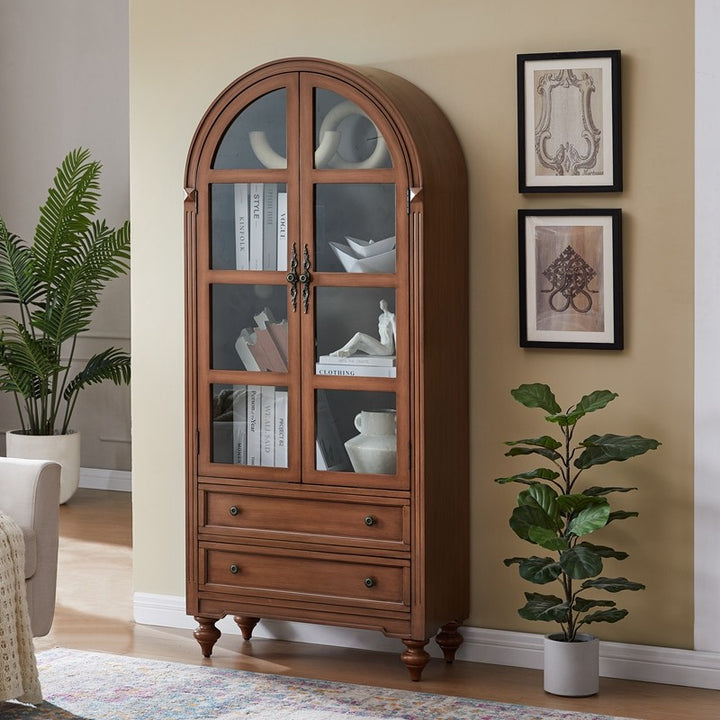 Armoire de rangement contemporaine nordique arquée rectangulaire en bois d&
