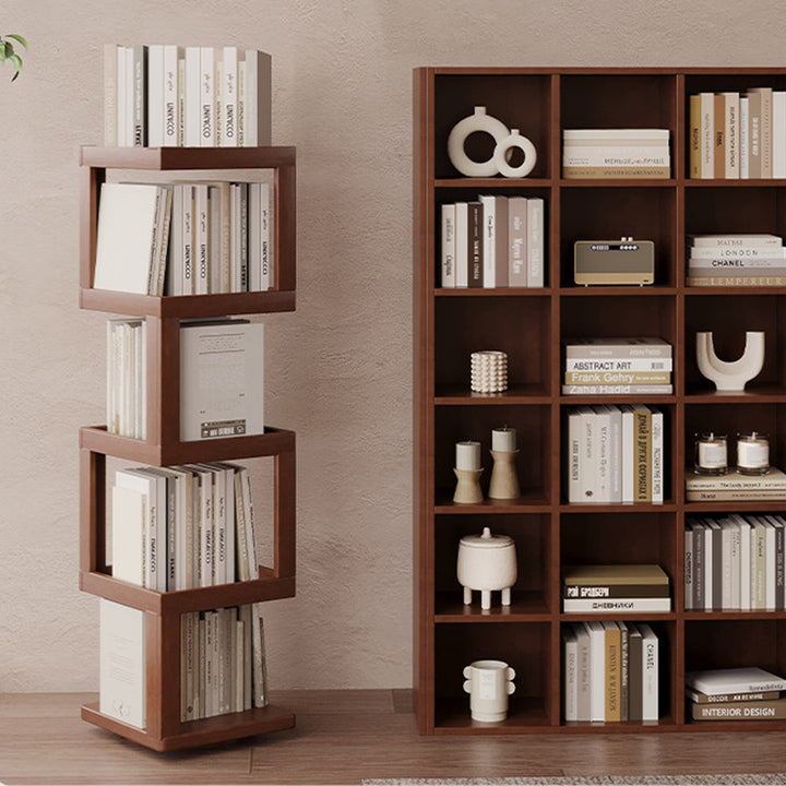 Contemporary Nordic Rectangular Bamboo Medium Density Fiberboard Rotatable Storage Shelf 3/4/5 Tier For Living Room