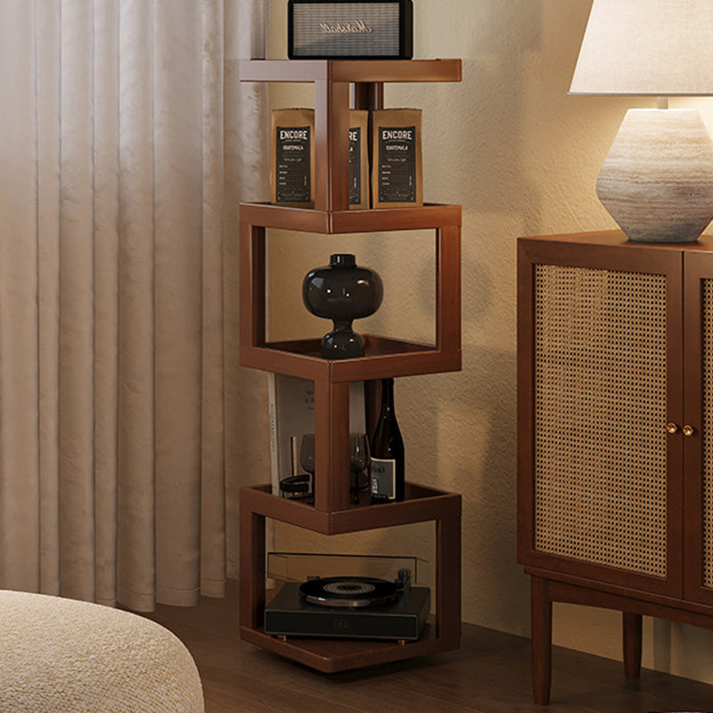 Contemporary Nordic Rectangular Bamboo Medium Density Fiberboard Rotatable Storage Shelf 3/4/5 Tier For Living Room