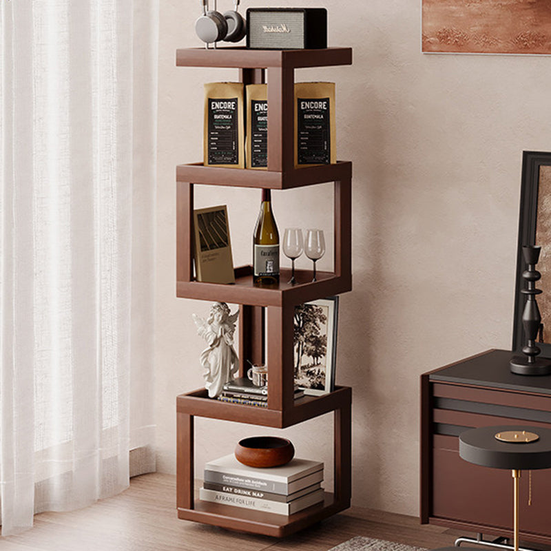 Contemporary Nordic Rectangular Bamboo Medium Density Fiberboard Rotatable Storage Shelf 3/4/5 Tier For Living Room
