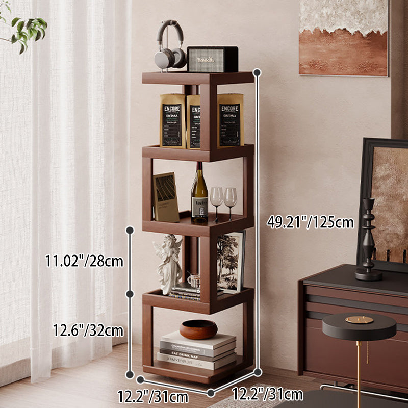 Contemporary Nordic Rectangular Bamboo Medium Density Fiberboard Rotatable Storage Shelf 3/4/5 Tier For Living Room