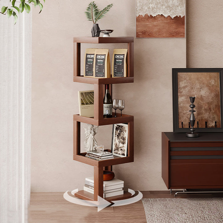 Contemporary Nordic Rectangular Bamboo Medium Density Fiberboard Rotatable Storage Shelf 3/4/5 Tier For Living Room
