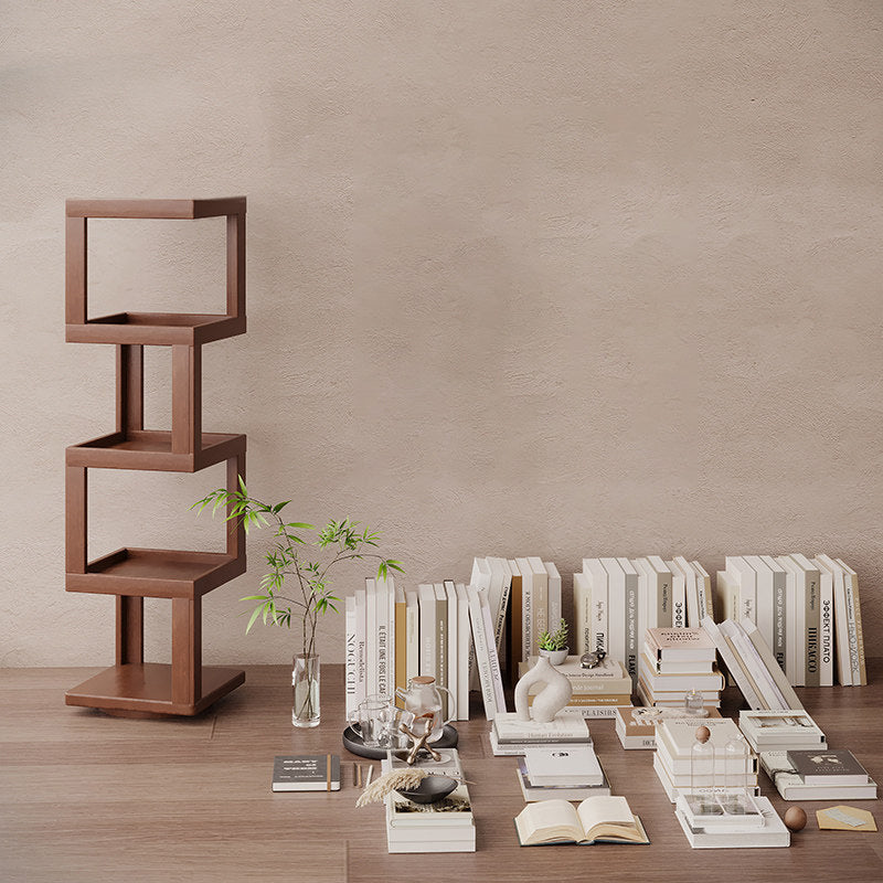 Contemporary Nordic Rectangular Bamboo Medium Density Fiberboard Rotatable Storage Shelf 3/4/5 Tier For Living Room