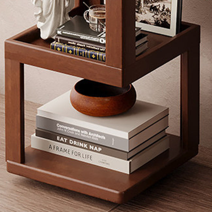Contemporary Nordic Rectangular Bamboo Medium Density Fiberboard Rotatable Storage Shelf 3/4/5 Tier For Living Room