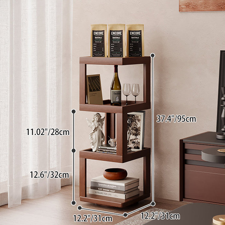 Contemporary Nordic Rectangular Bamboo Medium Density Fiberboard Rotatable Storage Shelf 3/4/5 Tier For Living Room