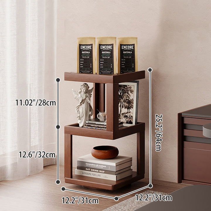 Contemporary Nordic Rectangular Bamboo Medium Density Fiberboard Rotatable Storage Shelf 3/4/5 Tier For Living Room