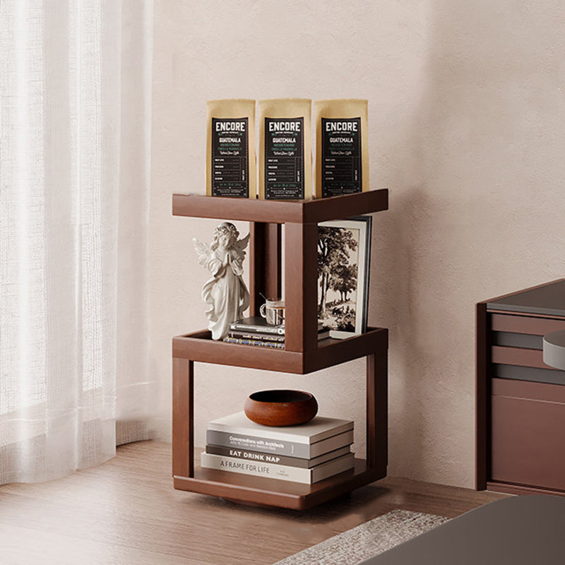 Contemporary Nordic Rectangular Bamboo Medium Density Fiberboard Rotatable Storage Shelf 3/4/5 Tier For Living Room
