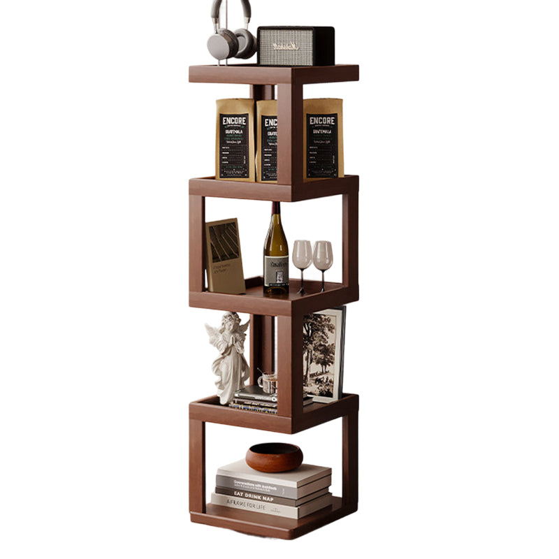 Contemporary Nordic Rectangular Bamboo Medium Density Fiberboard Rotatable Storage Shelf 3/4/5 Tier For Living Room