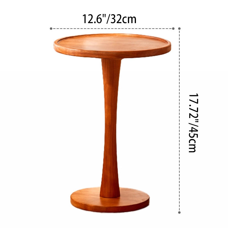 Contemporary Nordic Round Cylindrical Rubberwood Solid Wood Side Table 1 Tier For Living Room