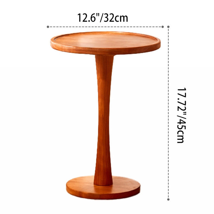 Table d'appoint ronde cylindrique contemporaine nordique en hévéa massif à 1 niveau pour salon 