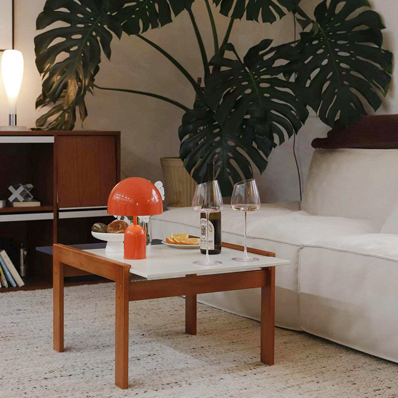 Contemporary Nordic Rectangular Boxwood Medium Density Fiberboard Extendable Coffee Table 2 Tier For Living Room