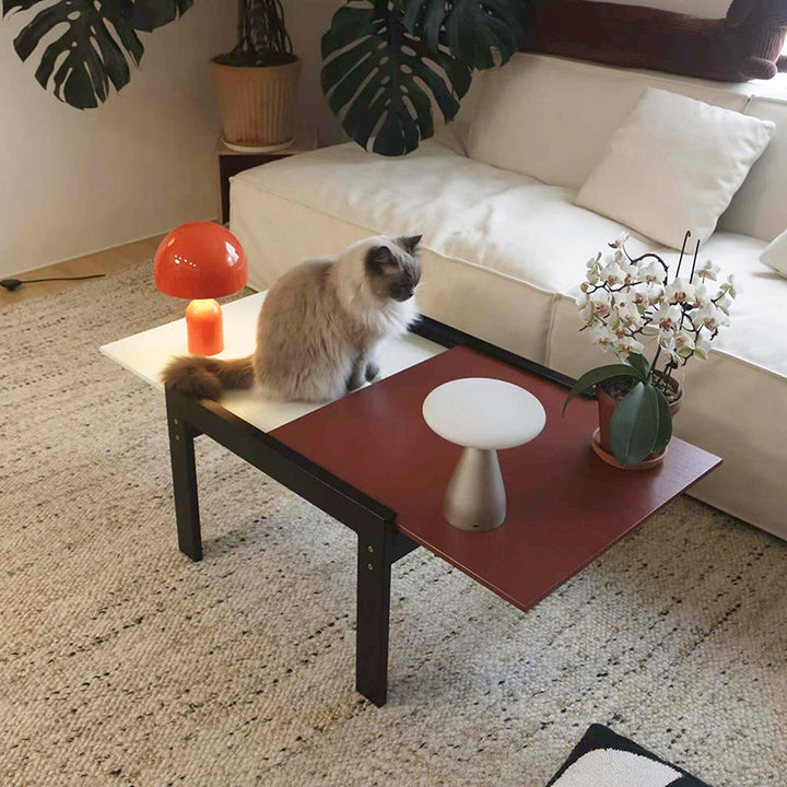 Contemporary Nordic Rectangular Boxwood Medium Density Fiberboard Extendable Coffee Table 2 Tier For Living Room