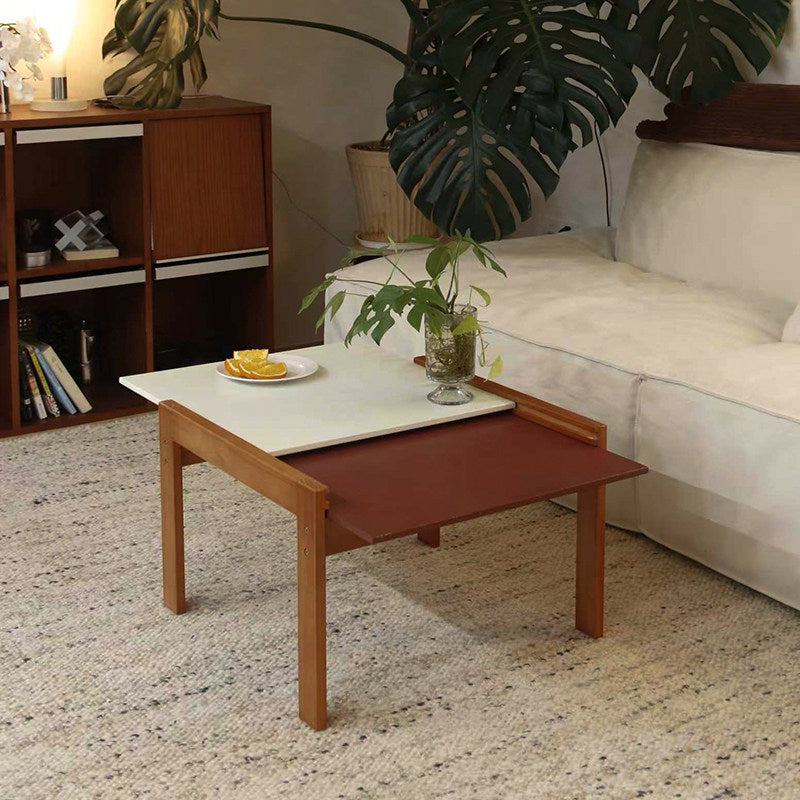 Contemporary Nordic Rectangular Boxwood Medium Density Fiberboard Extendable Coffee Table 2 Tier For Living Room