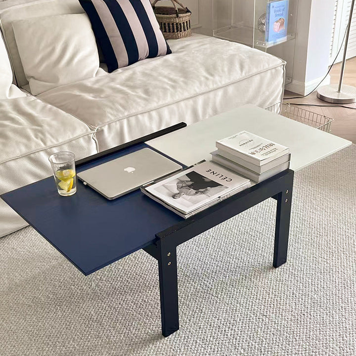 Contemporary Nordic Rectangular Boxwood Medium Density Fiberboard Extendable Coffee Table 2 Tier For Living Room
