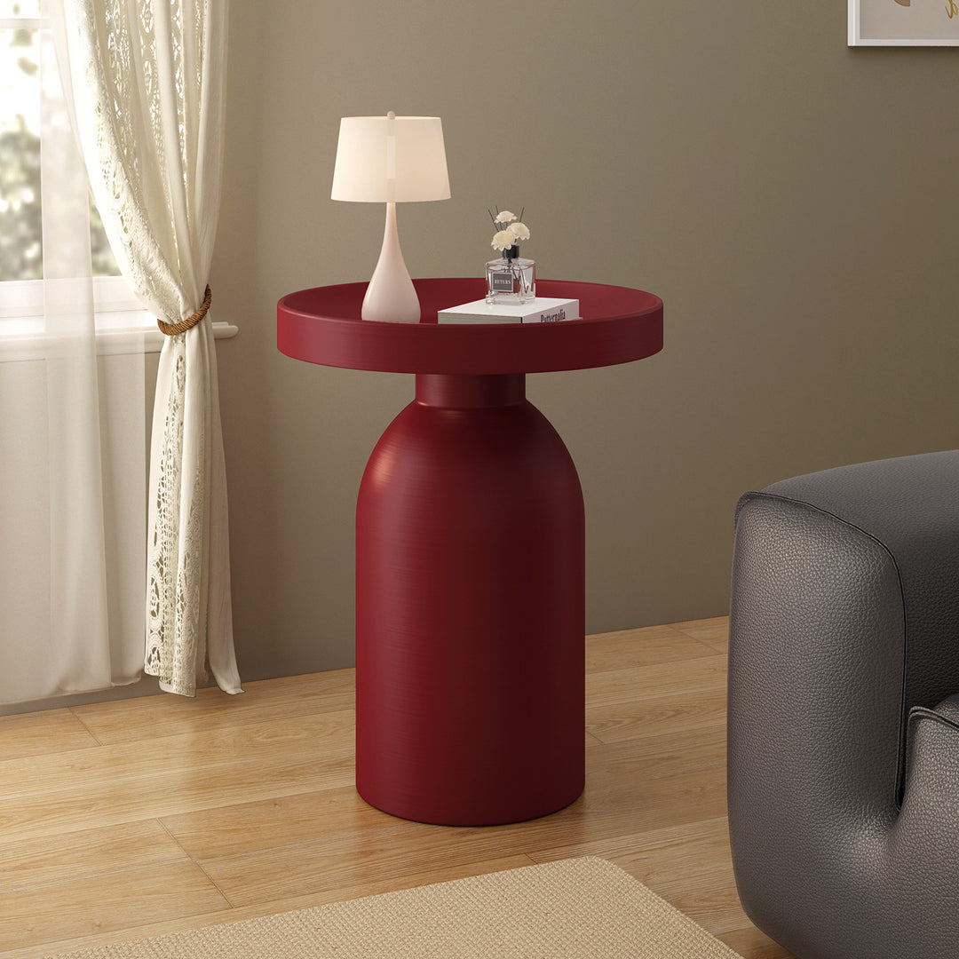 Contemporary Nordic Round Cylindrical Carbon Steel Side Table 1 Tier For Living Room