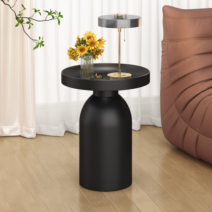 Table d'appoint cylindrique ronde nordique contemporaine en acier au carbone à 1 niveau pour salon 