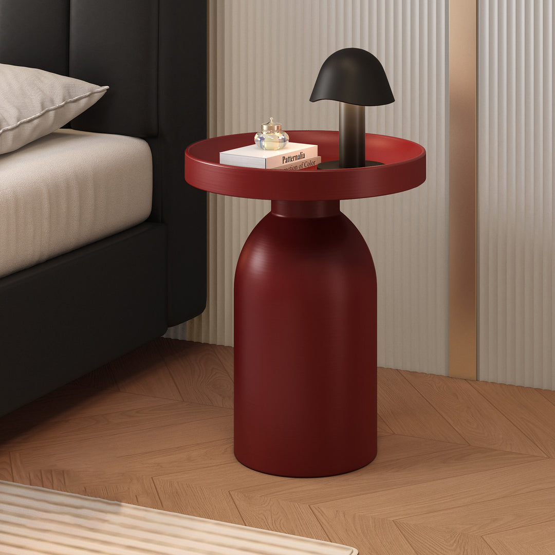Contemporary Nordic Round Cylindrical Carbon Steel Side Table 1 Tier For Living Room