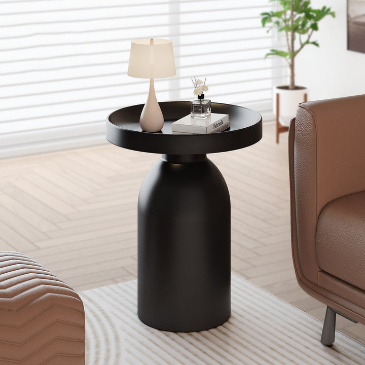 Contemporary Nordic Round Cylindrical Carbon Steel Side Table 1 Tier For Living Room