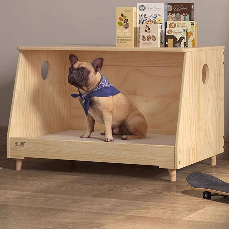 Lit pour chien et chat en tissu coton-lin rectangulaire minimaliste moderne en bois de pin massif pour chambre à coucher 