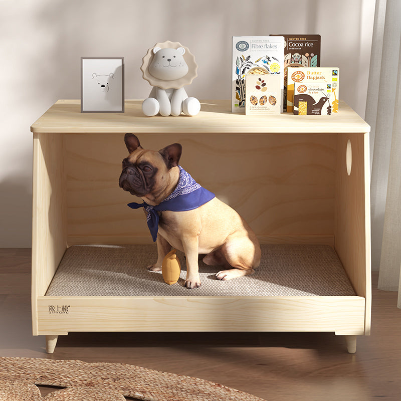 Lit pour chien et chat en tissu coton-lin rectangulaire minimaliste moderne en bois de pin massif pour chambre à coucher 