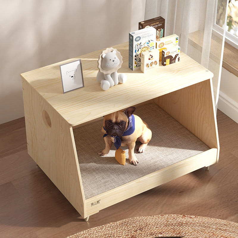 Lit pour chien et chat en tissu coton-lin rectangulaire minimaliste moderne en bois de pin massif pour chambre à coucher 