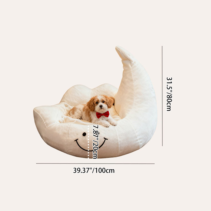 Lit pour chien et chat en éponge velours, contemporain, créatif, incurvé, en forme de lune, pour chambre à coucher 