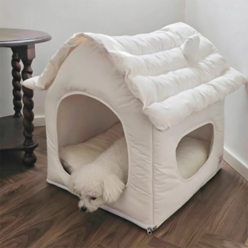 Modern Minimalist House Shaped Plastic Polyester Cotton PP Cotton Pet Waterproof Dog Bed Cat Bed For Bedroom