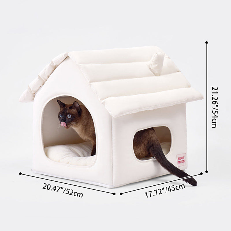 Modern Minimalist House Shaped Plastic Polyester Cotton PP Cotton Pet Waterproof Dog Bed Cat Bed For Bedroom