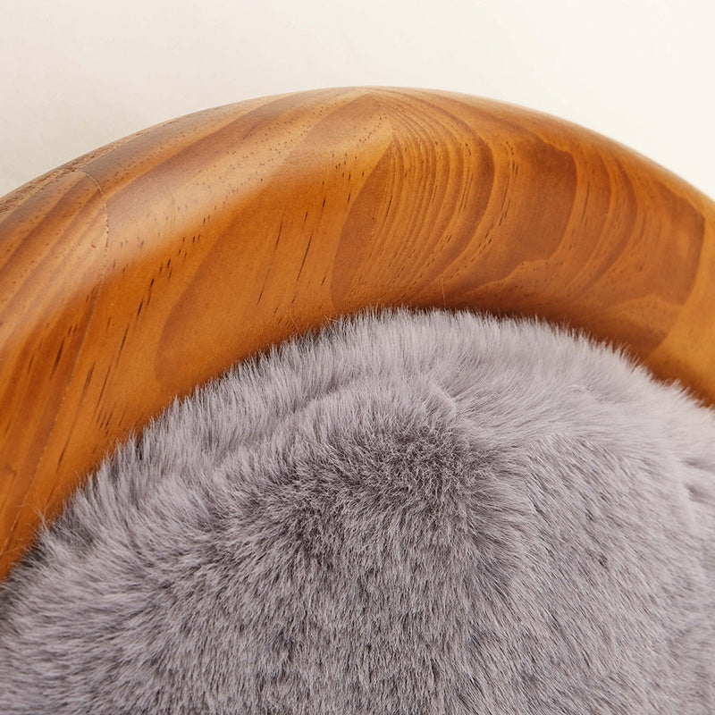 Lit pour chien et chat en cuir effet griffe de chat, bois massif ovale minimaliste moderne et velours, pour chambre à coucher 
