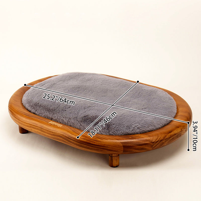 Lit pour chien et chat en cuir effet griffe de chat, bois massif ovale minimaliste moderne et velours, pour chambre à coucher 