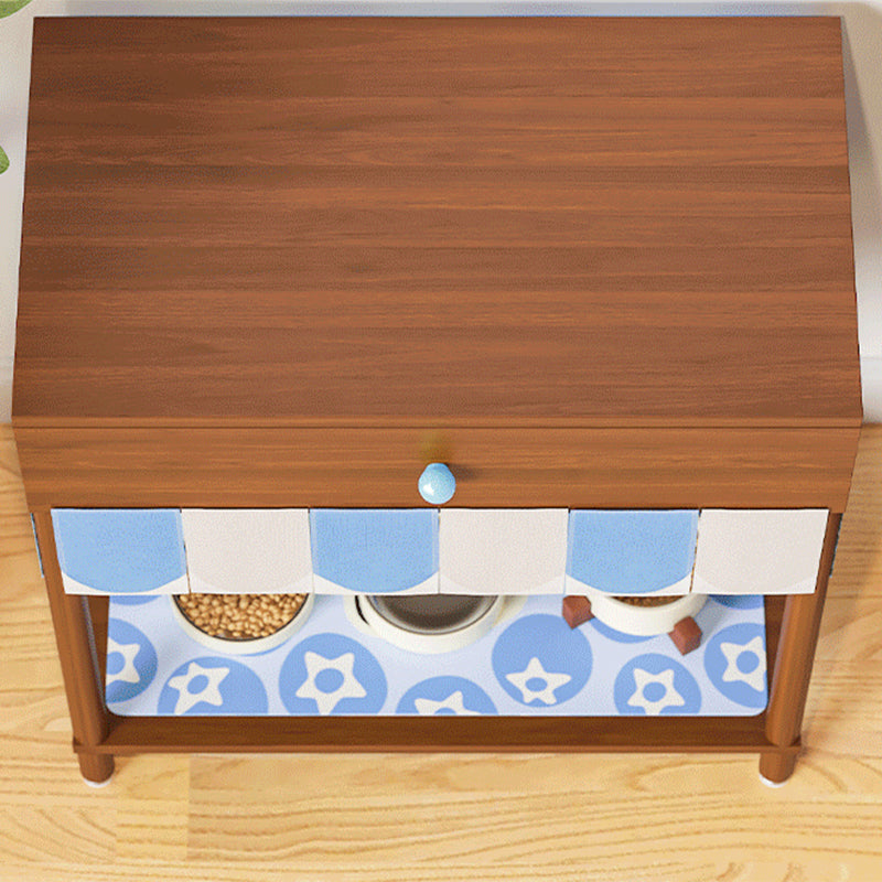 Contemporary Creative Rectangular Cat Pattern Particle Board Fabric Ceramic PU Leather Height-Adjustable Pet Storage Cabinet With 1 Drawer For Living Room