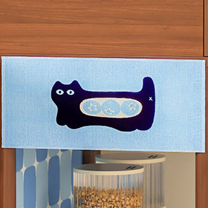 Contemporary Creative Rectangular Cat Pattern Particle Board Fabric Ceramic PU Leather Height-Adjustable Pet Storage Cabinet With 1 Drawer For Living Room