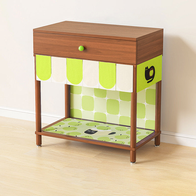 Contemporary Creative Rectangular Cat Pattern Particle Board Fabric Ceramic PU Leather Height-Adjustable Pet Storage Cabinet With 1 Drawer For Living Room