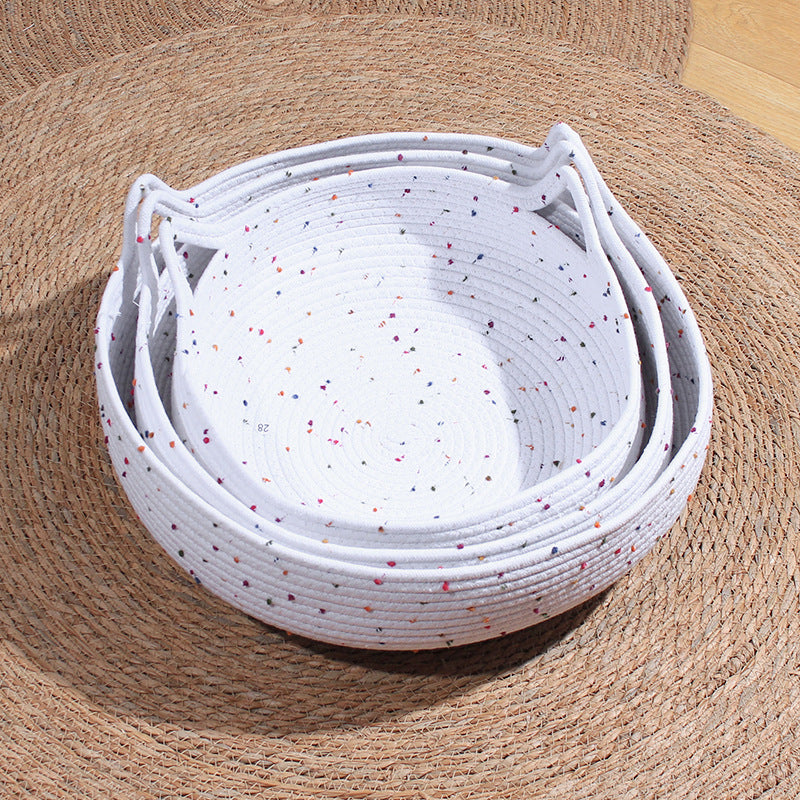 Zeitgenössisches kreatives zylindrisches Katzenohr-Design Baumwollseil Stoff Bambus Katzenbett Spielzeugball für das Schlafzimmer 