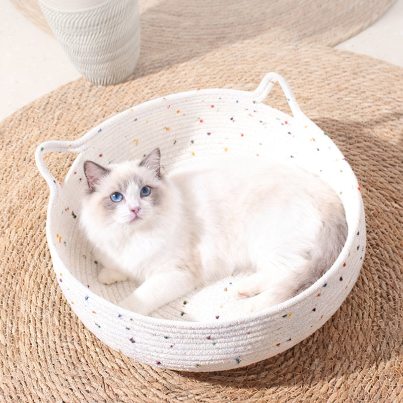 Zeitgenössisches kreatives zylindrisches Katzenohr-Design Baumwollseil Stoff Bambus Katzenbett Spielzeugball für das Schlafzimmer 