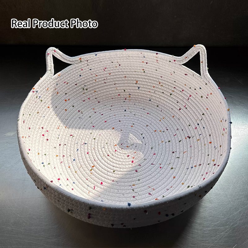 Zeitgenössisches kreatives zylindrisches Katzenohr-Design Baumwollseil Stoff Bambus Katzenbett Spielzeugball für das Schlafzimmer 