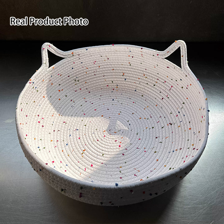 Zeitgenössisches kreatives zylindrisches Katzenohr-Design Baumwollseil Stoff Bambus Katzenbett Spielzeugball für das Schlafzimmer 