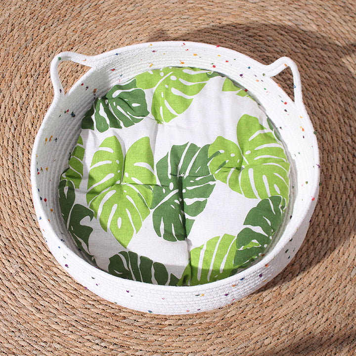 Contemporary Creative Cylindrical Cat Ear Design Cotton Rope Fabric Bamboo Cat Bed Toy Ball For Bedroom