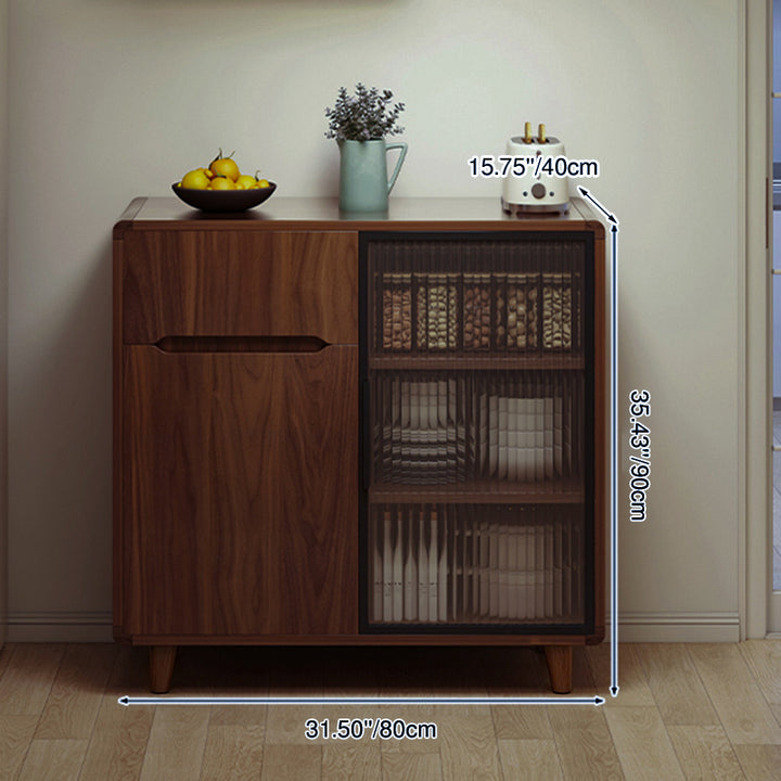 Moderner minimalistischer rechteckiger Aufbewahrungsschrank aus Spanplatte, Massivholz und Glas, 4-stufig, für das Wohnzimmer 