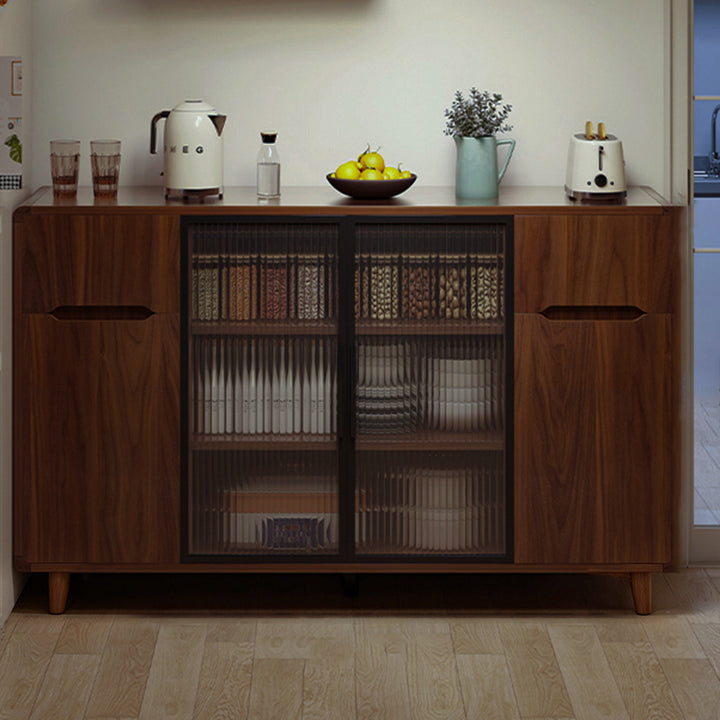Moderner minimalistischer rechteckiger Aufbewahrungsschrank aus Spanplatte, Massivholz und Glas, 4-stufig, für das Wohnzimmer 
