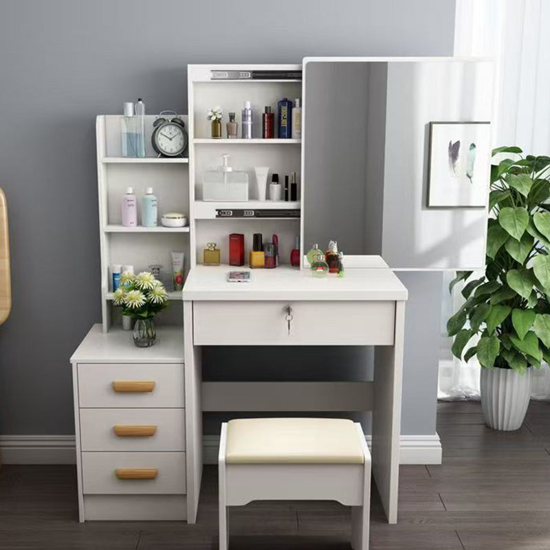 Moderner minimalistischer rechteckiger Schminkschrank aus mitteldichter Faserplatte und Glas mit 4 Schubladen für das Schlafzimmer 