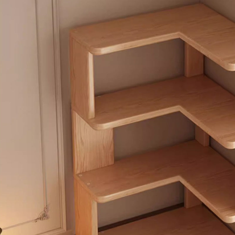 Modern Minimalist Rectangular Rubberwood Eco-Friendly Board Bookshelf Corner Shelf Unit 5/6 Tiers For Home &amp; Office