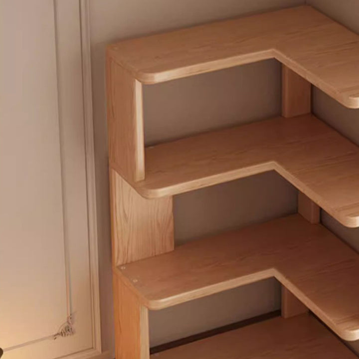 Modern Minimalist Rectangular Rubberwood Eco-Friendly Board Bookshelf Corner Shelf Unit 5/6 Tiers For Home &amp; Office