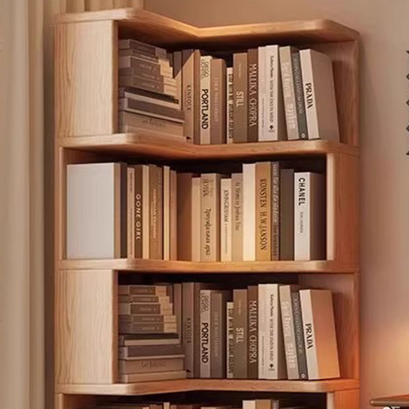 Modern Minimalist Rectangular Rubberwood Eco-Friendly Board Bookshelf Corner Shelf Unit 5/6 Tiers For Home &amp; Office