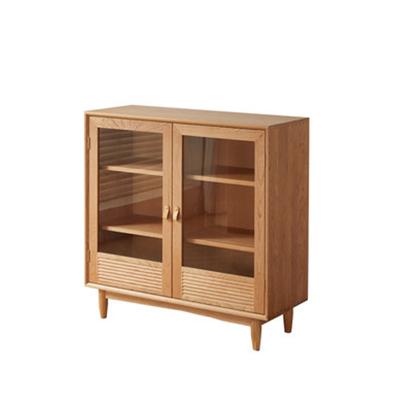Moderne nordische rechteckige Aufbewahrungsschrank aus massivem Kiefernholz, Sperrholz, Natur-Rattan und gehärtetem Glas mit 6 Schubladen für das Wohnzimmer 