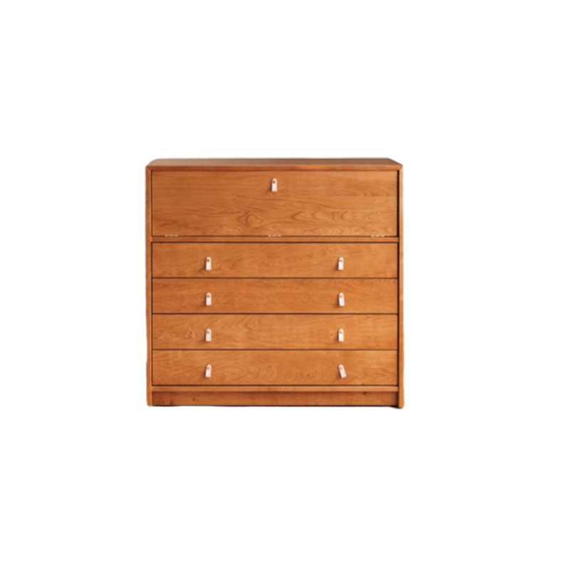 Armoire de rangement contemporaine nordique rectangulaire en bois de cerisier, contreplaqué et verre, 4 tiroirs, pour salon 