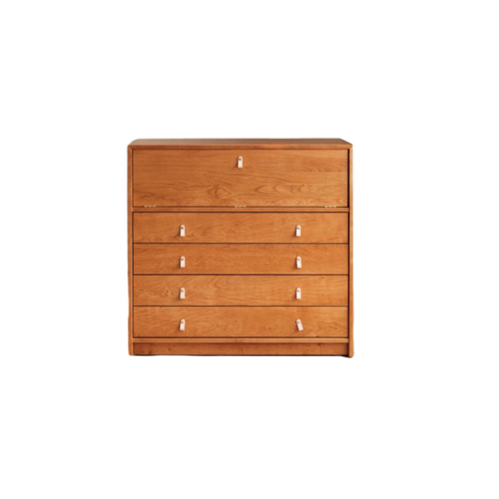 Armoire de rangement contemporaine nordique rectangulaire en bois de cerisier, contreplaqué et verre, 4 tiroirs, pour salon 