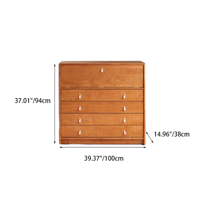 Armoire de rangement contemporaine nordique rectangulaire en bois de cerisier, contreplaqué et verre, 4 tiroirs, pour salon 